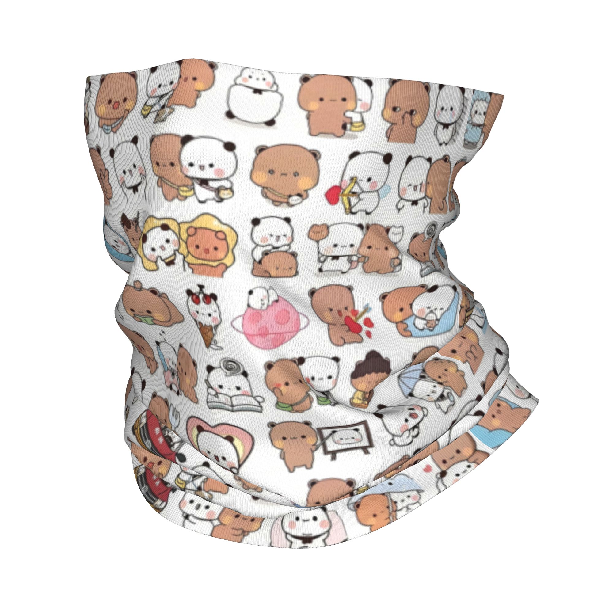 Neck Gaiter Fleece - ผ้าพันคอแบบท่อสำหรับฤดูหนาวลายการ์ตูนหมีพีชและโกมา บูบู ดูดู สำหรับผู้ชายและผู้หญิง ผ้าคลุมหน้าลายอนิเมะแพนด้า