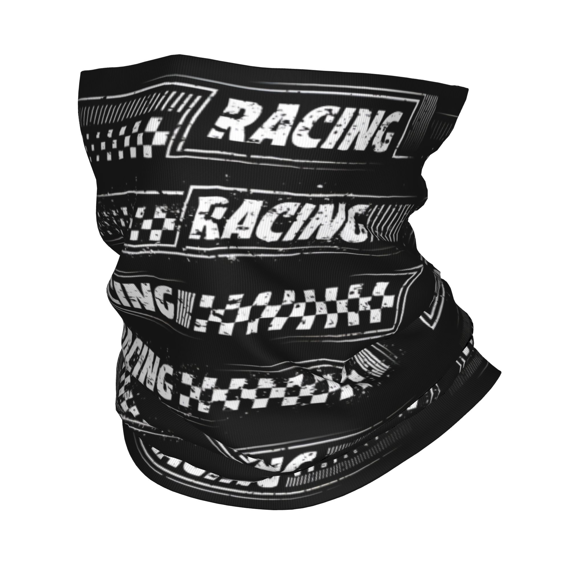 Neck Gaiter Fleece - ผ้าพันคอแบบมีลายตารางหมากรุกสำหรับแข่งรถ ผ้าคลุมหน้าสำหรับผู้หญิง ใช้เป็นผ้าพันคอ ผ้าคาดศีรษะ หรือผ้าคลุมกันหนาว