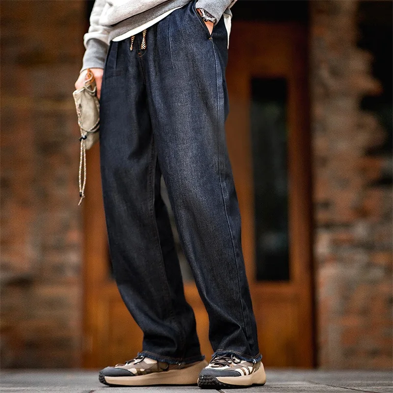 Levis Jeans 501 - Maden ฤดูใบไม้ร่วงกางเกงยีนส์ลําลองสําหรับชายล้าง Double Pleated Baggy ตรงกางเกงยีนส์