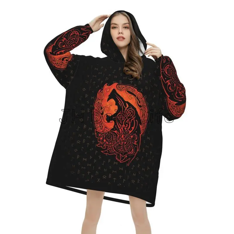 ไวกิ้งหมาป่า Knot Fenrir สวมใส - Sherpa Hoodie Fleece บทวิจารณ์และราคา