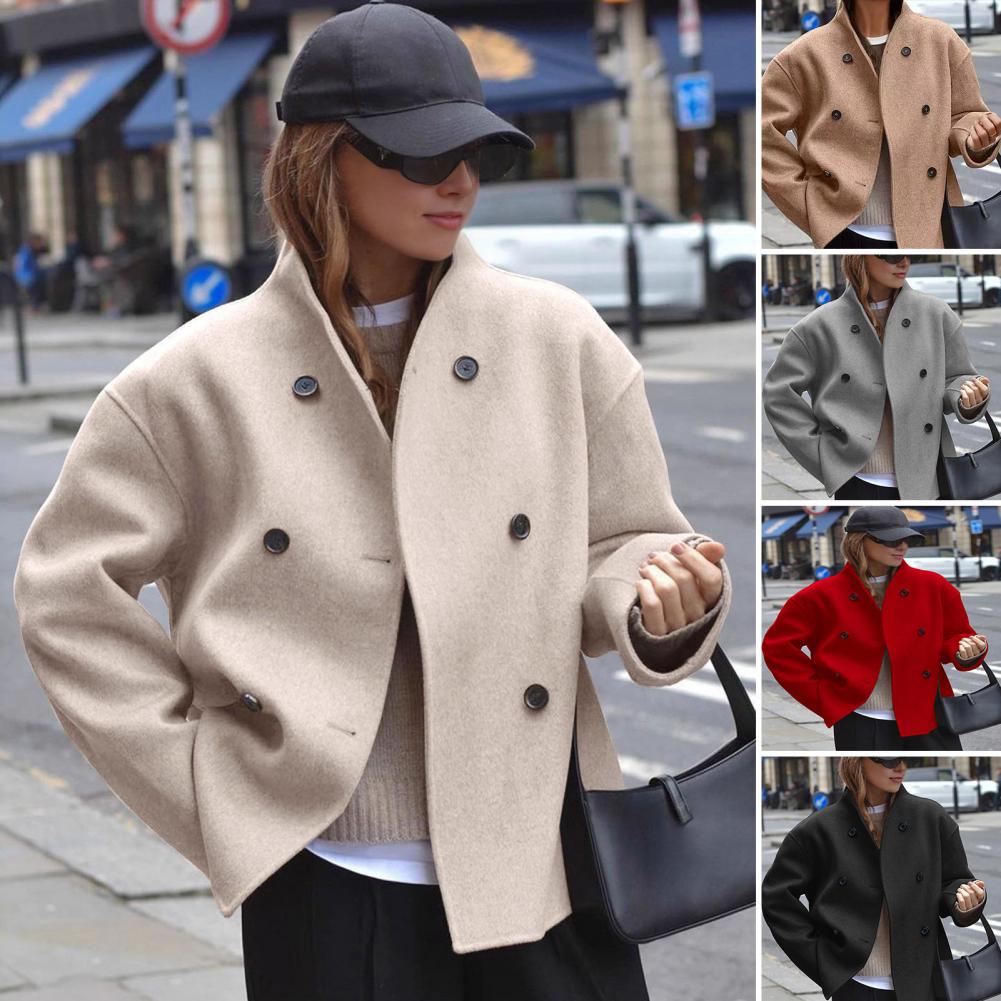 เสื้อโค้ทขนสัตว์แบบสั้นสำหรับผ - Wool Coat Peacoat บทวิจารณ์และราคา