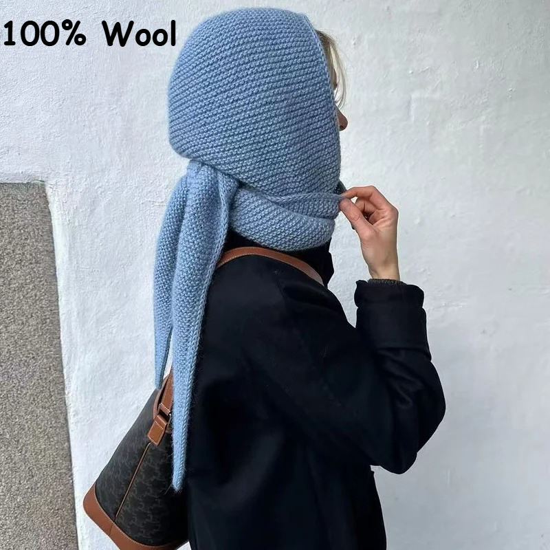 ผ้าพันคอขนสัตว์ 100% รุ่น Big  - Knit Beanie Hat Warm บทวิจารณ์และราคา