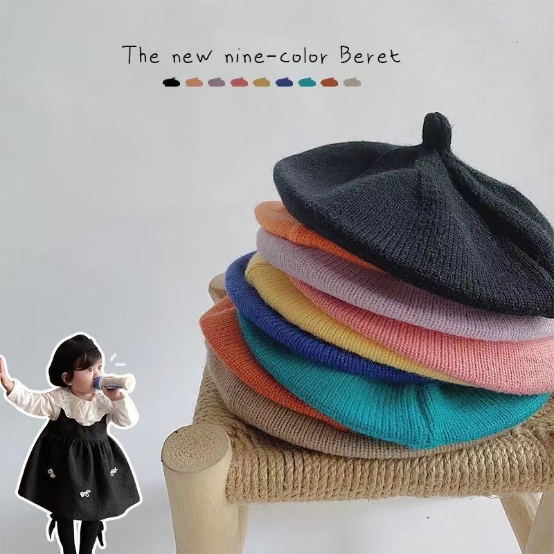 หมวกเบเร่ต์เด็กถักไหมพรมแบบใหม - Knit Beanie Hat Warm บทวิจารณ์และราคา